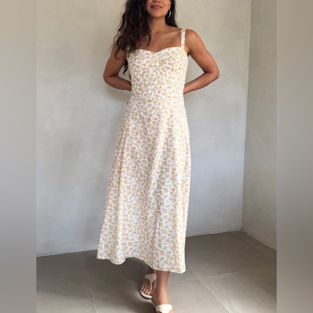 Moon River Sonia Floral Eyelet Corset Top Sleeveless Midi Sundress Size XS NWT